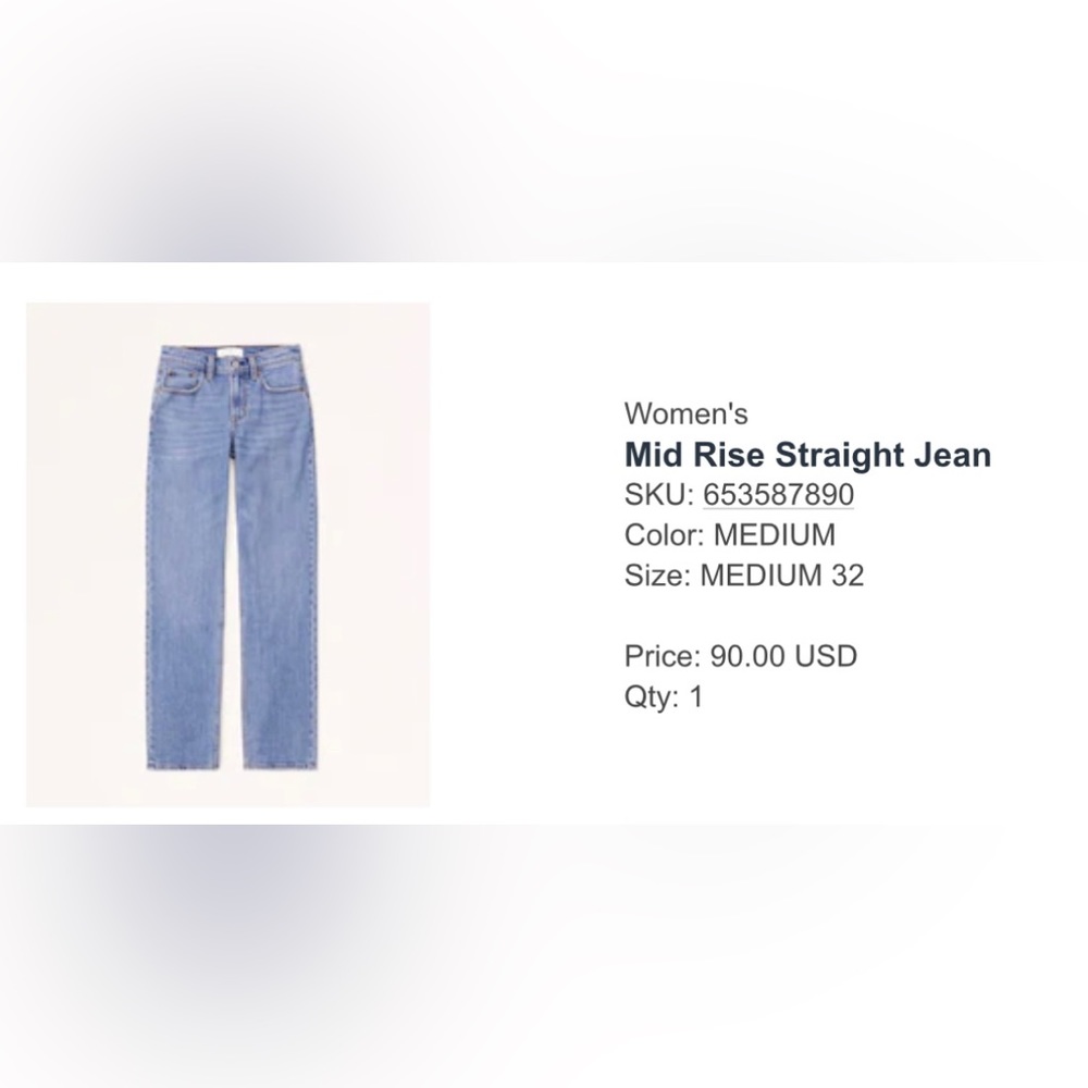 Abercrombie mid rise straight jean